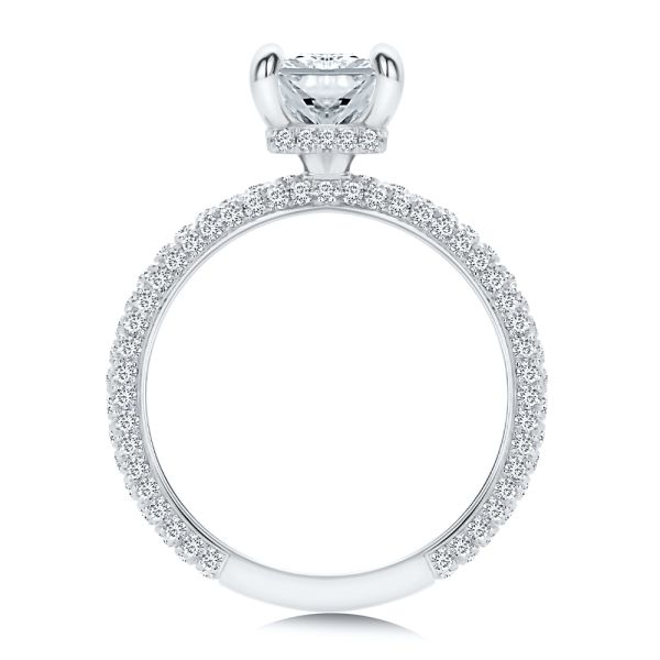  Platinum Pave And Hidden Halo Radiant Cut Diamond Engagement Ring - Front View -  108365 - Thumbnail
