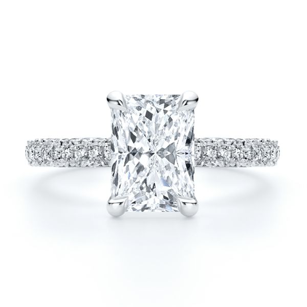  Platinum Pave And Hidden Halo Radiant Cut Diamond Engagement Ring - Top View -  108365 - Thumbnail