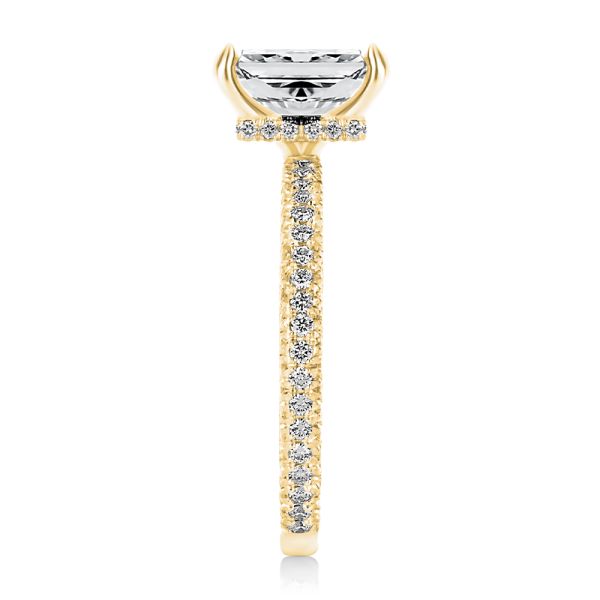18k Yellow Gold 18k Yellow Gold Pave And Hidden Halo Radiant Cut Diamond Engagement Ring - Side View -  108365 - Thumbnail
