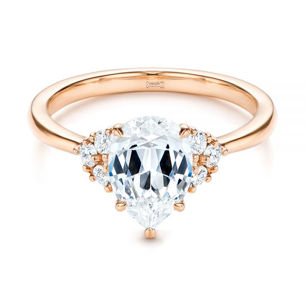 18k Rose Gold 18k Rose Gold Pear Diamond Cluster Engagement Ring - Flat View -  106825 - Thumbnail