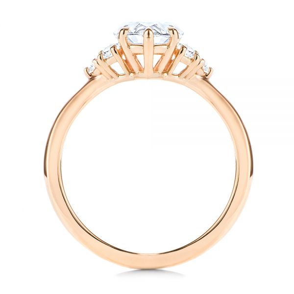 18k Rose Gold 18k Rose Gold Pear Diamond Cluster Engagement Ring - Front View -  106825 - Thumbnail