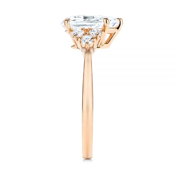 18k Rose Gold 18k Rose Gold Pear Diamond Cluster Engagement Ring - Side View -  106825 - Thumbnail