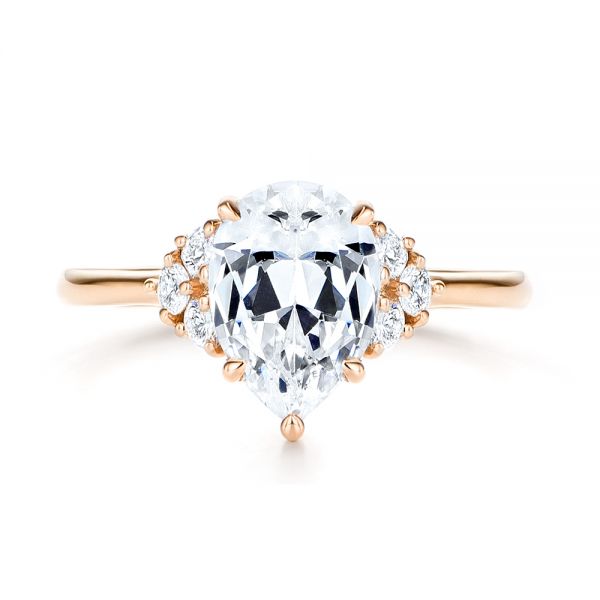 18k Rose Gold 18k Rose Gold Pear Diamond Cluster Engagement Ring - Top View -  106825 - Thumbnail