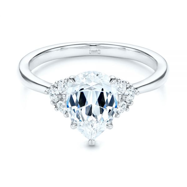 14k White Gold 14k White Gold Pear Diamond Cluster Engagement Ring - Flat View -  106825 - Thumbnail