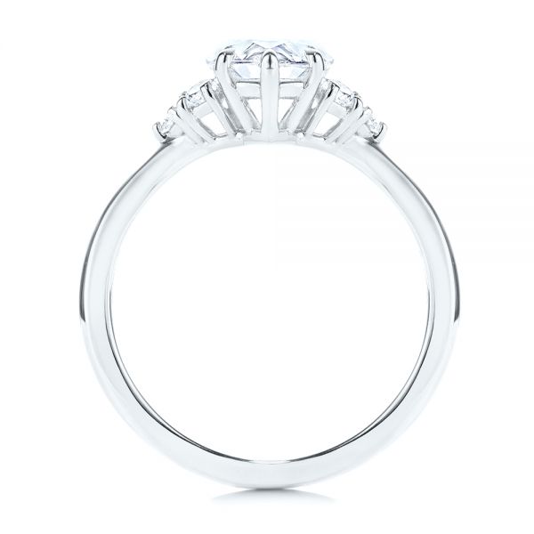 14k White Gold 14k White Gold Pear Diamond Cluster Engagement Ring - Front View -  106825 - Thumbnail