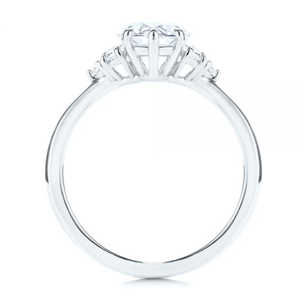 18k White Gold 18k White Gold Pear Diamond Cluster Engagement Ring - Front View - 106825
