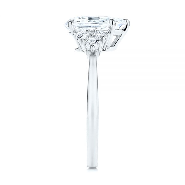18k White Gold 18k White Gold Pear Diamond Cluster Engagement Ring - Side View - 106825