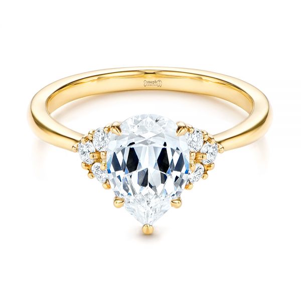 14k Yellow Gold 14k Yellow Gold Pear Diamond Cluster Engagement Ring - Flat View -  106825 - Thumbnail