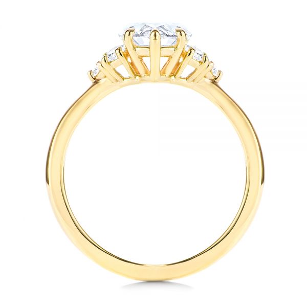14k Yellow Gold 14k Yellow Gold Pear Diamond Cluster Engagement Ring - Front View -  106825