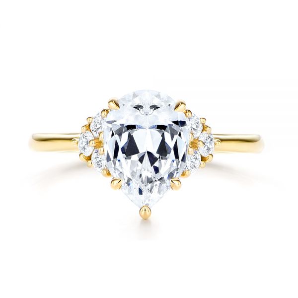 18k Yellow Gold 18k Yellow Gold Pear Diamond Cluster Engagement Ring - Top View -  106825 - Thumbnail