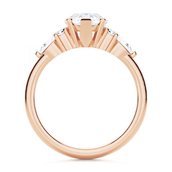 18k Rose Gold 18k Rose Gold Pear Shaped Cluster Engagement Ring - Front View -  107281
