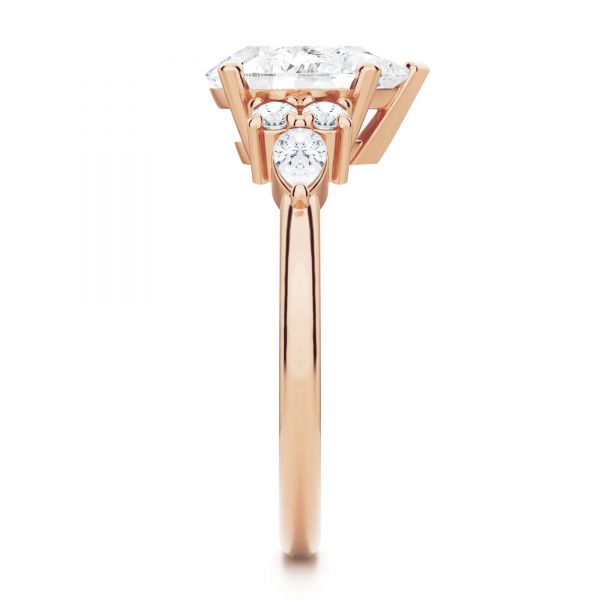 18k Rose Gold 18k Rose Gold Pear Shaped Cluster Engagement Ring - Side View -  107281