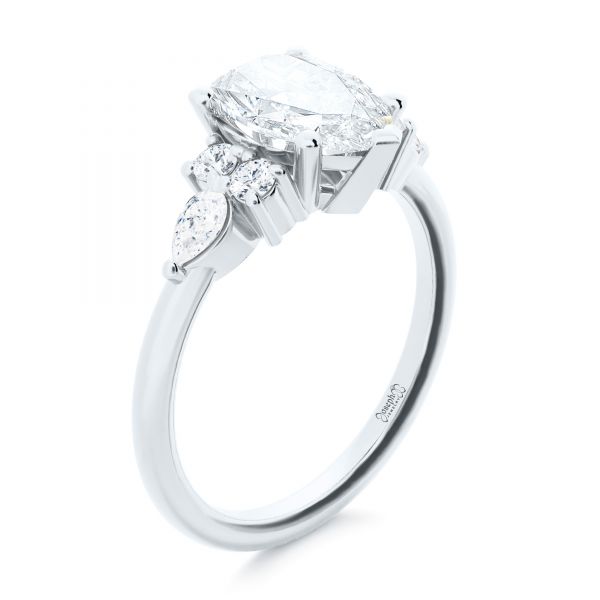  Platinum Platinum Pear Shaped Cluster Engagement Ring - Three-Quarter View -  107281