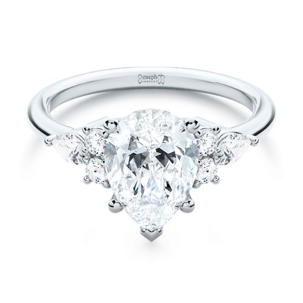 Platinum Platinum Pear Shaped Cluster Engagement Ring - Flat View - 107281