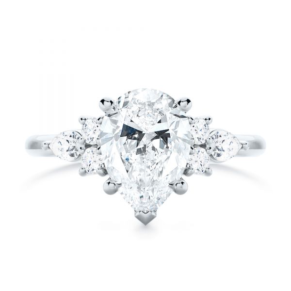 Platinum Platinum Pear Shaped Cluster Engagement Ring - Top View -  107281