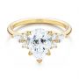 14k Yellow Gold Pear Shaped Cluster Engagement Ring - Flat View -  107281 - Thumbnail