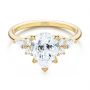 14k Yellow Gold Pear Shaped Cluster Engagement Ring - Flat View -  107281 - Thumbnail