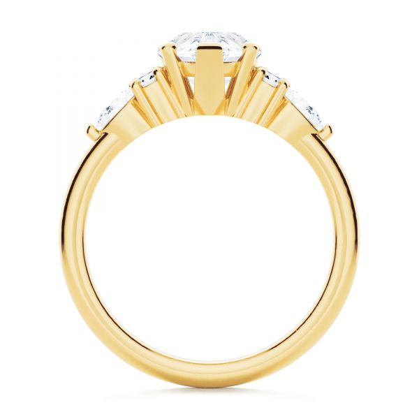 14k Yellow Gold Pear Shaped Cluster Engagement Ring - Front View -  107281