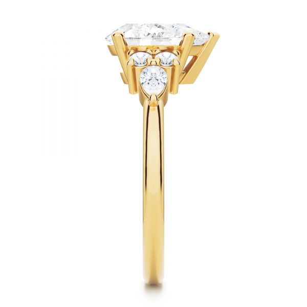 14k Yellow Gold Pear Shaped Cluster Engagement Ring - Side View -  107281