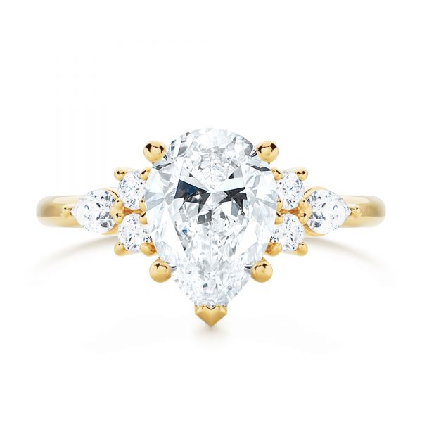 18k Yellow Gold 18k Yellow Gold Pear Shaped Cluster Engagement Ring - Top View -  107281