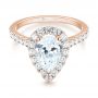 18k Rose Gold 18k Rose Gold Pear-shaped Halo Diamond Engagement Ring - Flat View -  103991 - Thumbnail