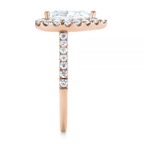 14k Rose Gold 14k Rose Gold Pear-shaped Halo Diamond Engagement Ring - Side View - 103991