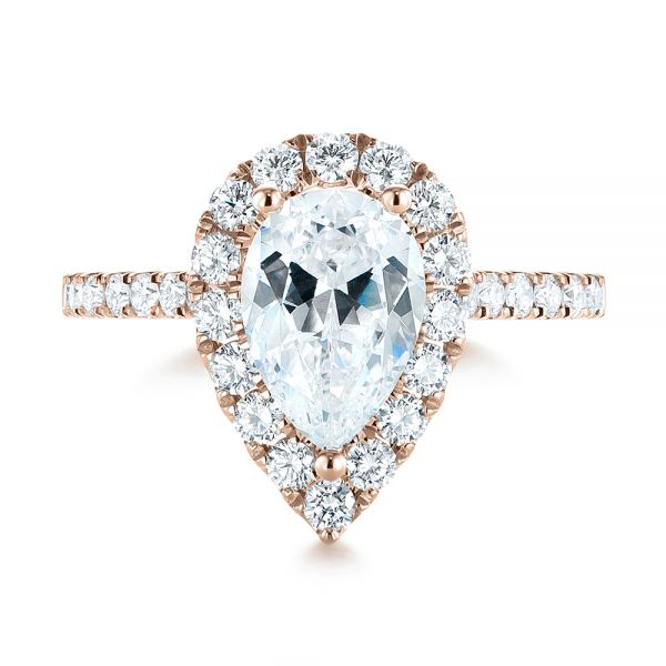 14k Rose Gold 14k Rose Gold Pear-shaped Halo Diamond Engagement Ring - Top View - 103991