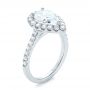 14k White Gold Pear-shaped Halo Diamond Engagement Ring - Three-Quarter View -  103991 - Thumbnail