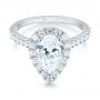14k White Gold Pear-shaped Halo Diamond Engagement Ring - Flat View -  103991 - Thumbnail