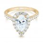 14k Yellow Gold 14k Yellow Gold Pear-shaped Halo Diamond Engagement Ring - Flat View -  103991 - Thumbnail