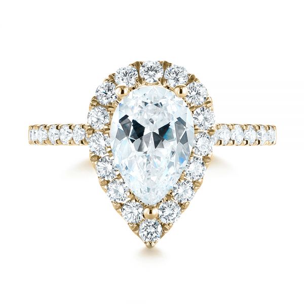 14k Yellow Gold 14k Yellow Gold Pear-shaped Halo Diamond Engagement Ring - Top View - 103991