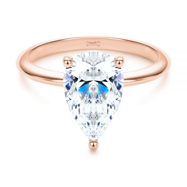 14k Rose Gold 14k Rose Gold Pear Shaped Hidden Halo Diamond Engagement Ring - Flat View -  107218
