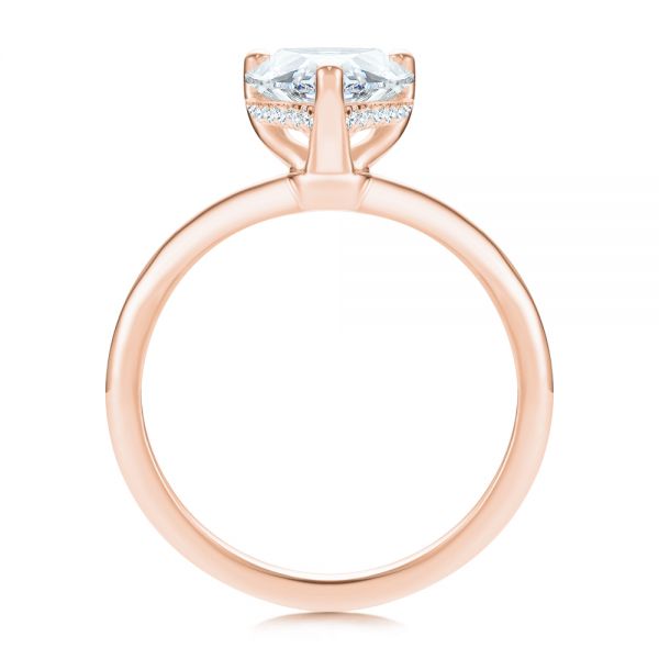 14k Rose Gold 14k Rose Gold Pear Shaped Hidden Halo Diamond Engagement Ring - Front View - 107218