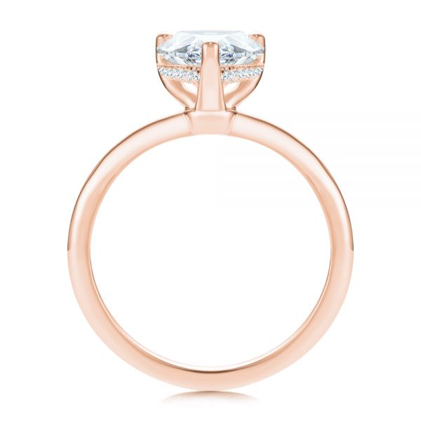 18k Rose Gold 18k Rose Gold Pear Shaped Hidden Halo Diamond Engagement Ring - Front View -  107218