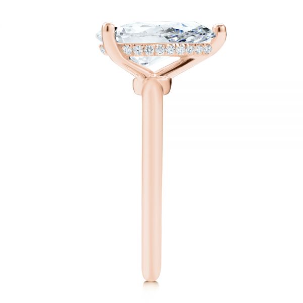 14k Rose Gold 14k Rose Gold Pear Shaped Hidden Halo Diamond Engagement Ring - Side View - 107218