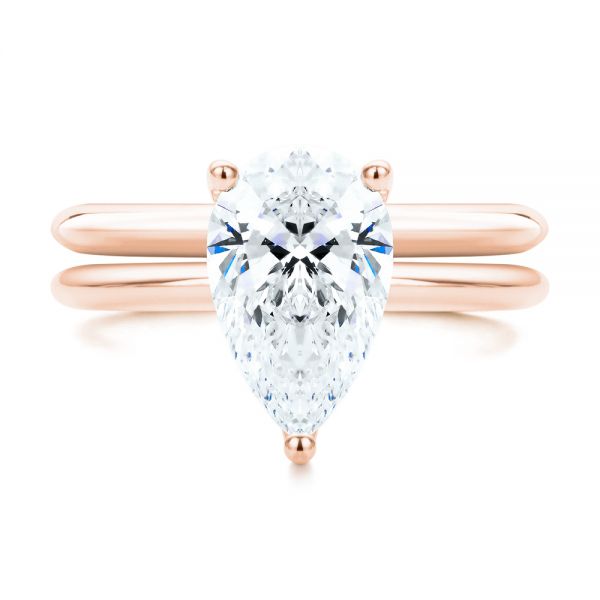 14k Rose Gold 14k Rose Gold Pear Shaped Hidden Halo Diamond Engagement Ring - Top View -  107218