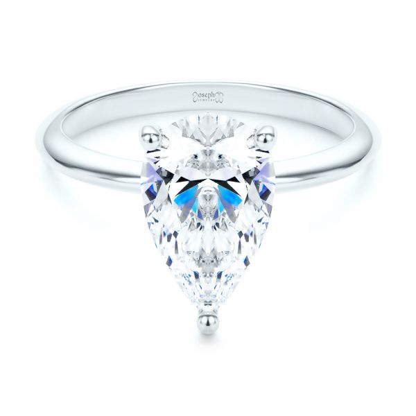 14k White Gold 14k White Gold Pear Shaped Hidden Halo Diamond Engagement Ring - Flat View -  107218