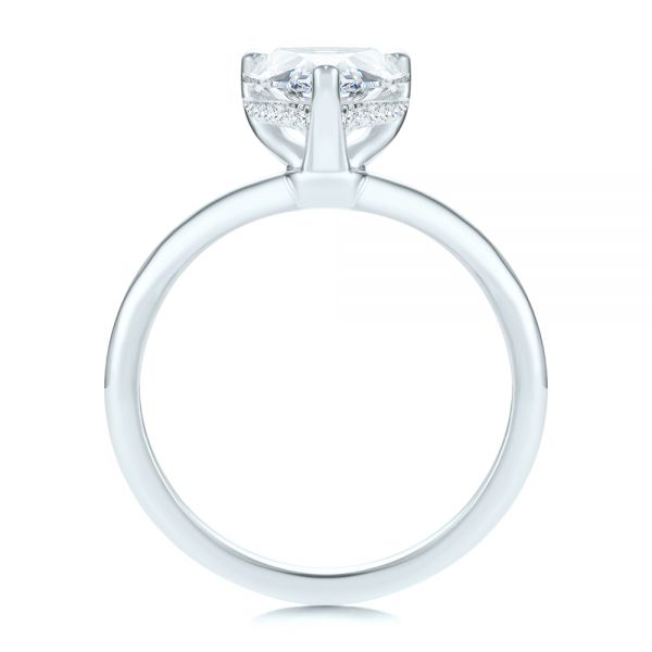 Platinum Platinum Pear Shaped Hidden Halo Diamond Engagement Ring - Front View - 107218