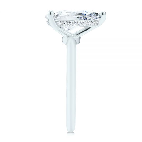 Platinum Platinum Pear Shaped Hidden Halo Diamond Engagement Ring - Side View - 107218