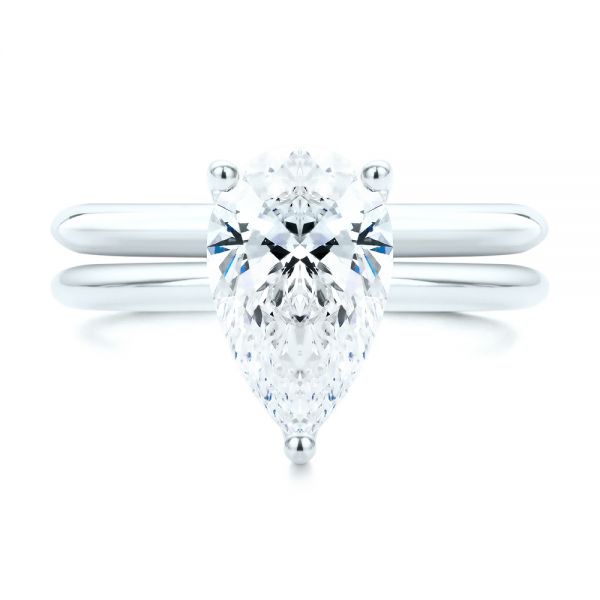 Platinum Platinum Pear Shaped Hidden Halo Diamond Engagement Ring - Top View - 107218