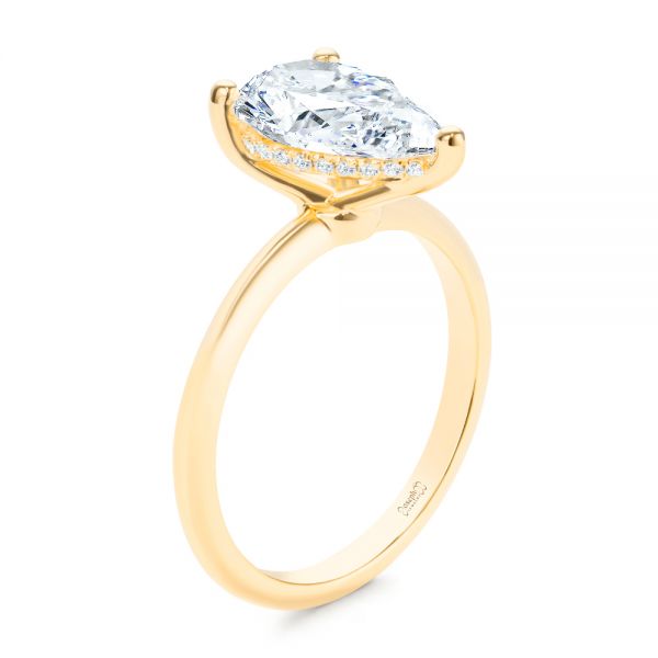 Pear Shaped Hidden Halo Diamond Engagement Ring - Image