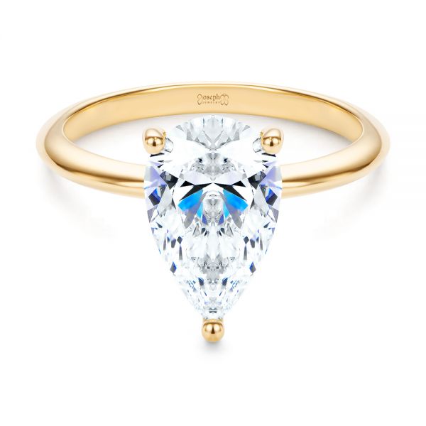 18k Yellow Gold Pear Shaped Hidden Halo Diamond Engagement Ring - Flat View -  107218