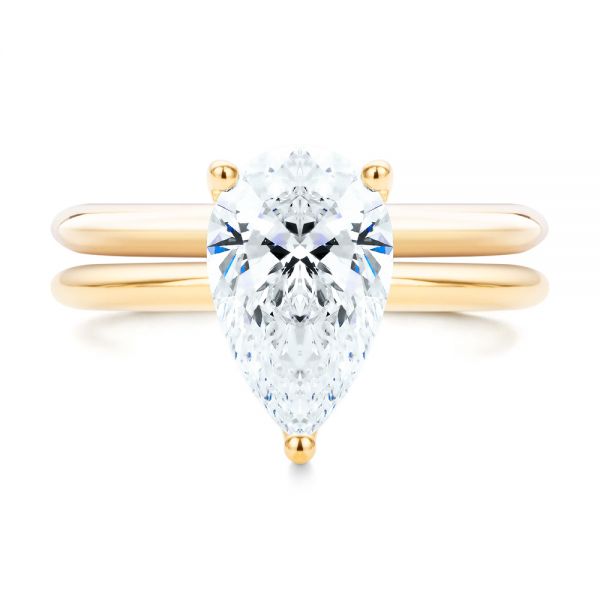 14k Yellow Gold 14k Yellow Gold Pear Shaped Hidden Halo Diamond Engagement Ring - Top View -  107218
