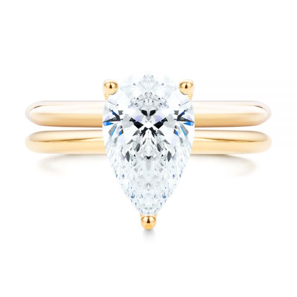 Jewelryonclick Gemstone Marquise & Pear Diamond CZ Halo Ring - Yellow Gold Plated Petite Engagement Ring, Sizes 4-12