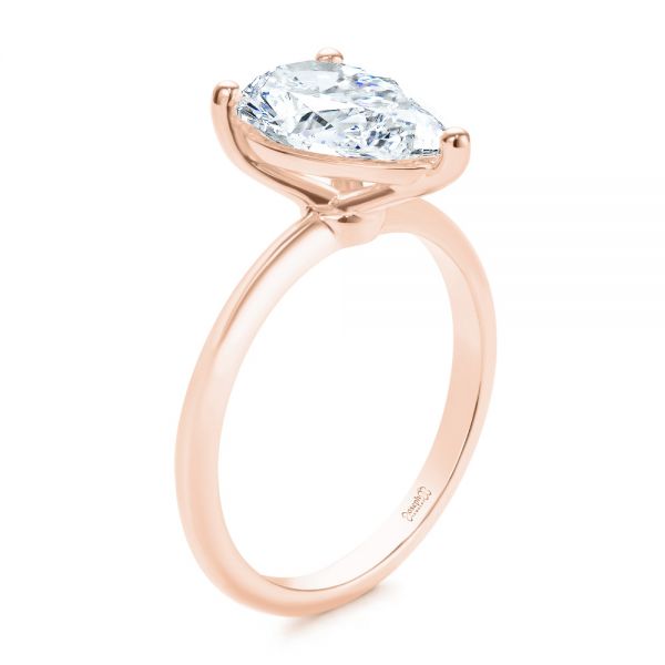 14k Rose Gold 14k Rose Gold Pear Shaped Solitaire Engagement Ring - Three-Quarter View -  107273