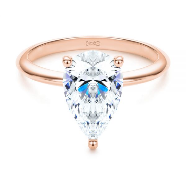 14k Rose Gold 14k Rose Gold Pear Shaped Solitaire Engagement Ring - Flat View -  107273