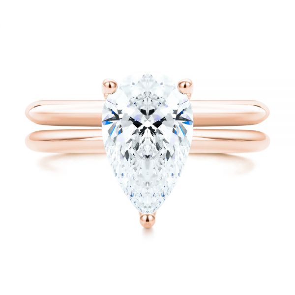 18k Rose Gold 18k Rose Gold Pear Shaped Solitaire Engagement Ring - Top View - 107273