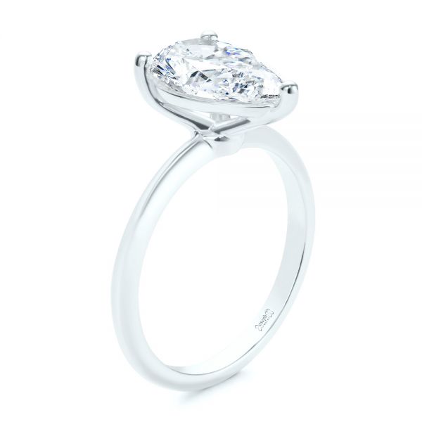14k White Gold 14k White Gold Pear Shaped Solitaire Engagement Ring - Three-Quarter View -  107273