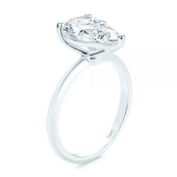 18k White Gold 18k White Gold Pear Shaped Solitaire Engagement Ring - Three-Quarter View -  107273