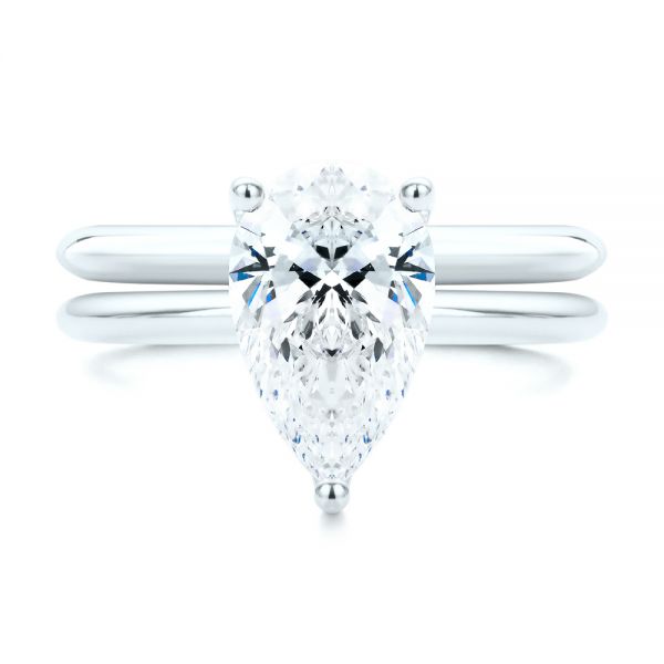 18k White Gold 18k White Gold Pear Shaped Solitaire Engagement Ring - Top View -  107273